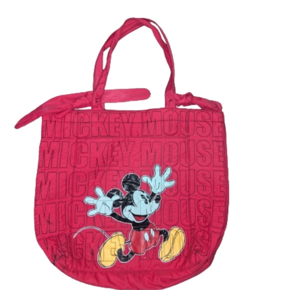 Mickey Mouse Tote Bag Pink Logo Purse Travel